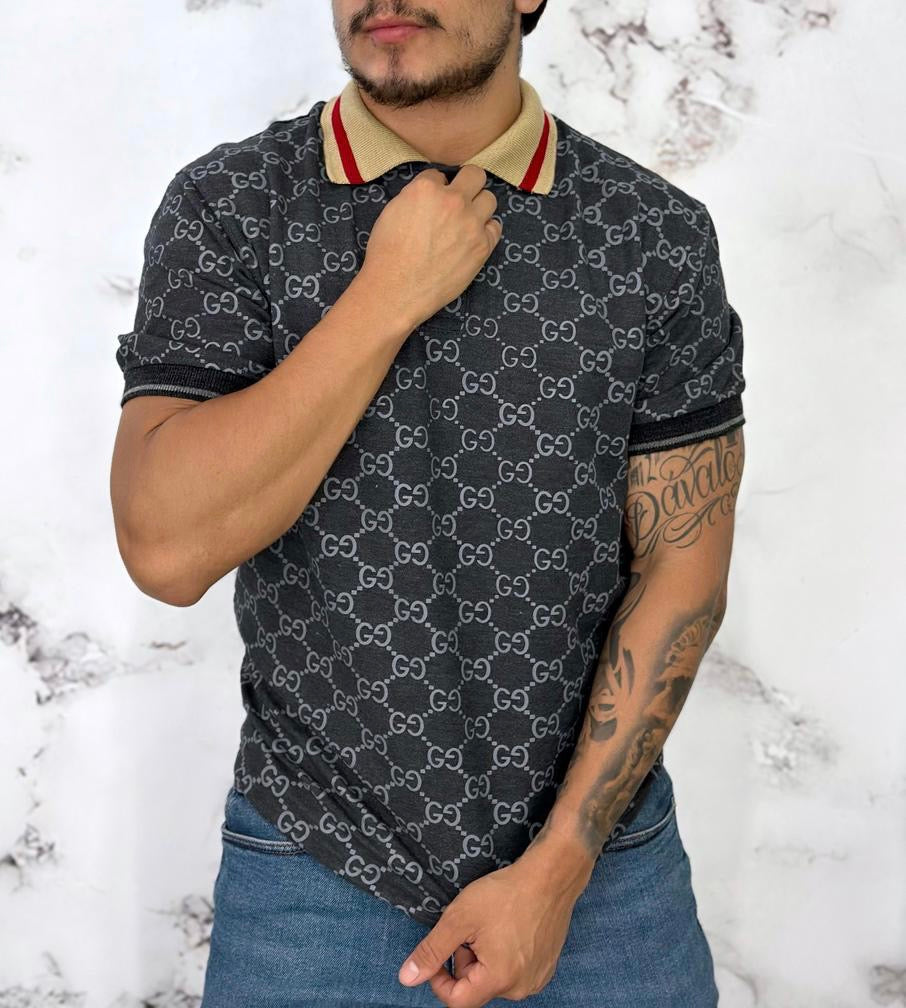 Playera Tipo Polo Gucci gris